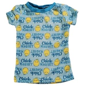K1156 * Mon Petit Boys Chick Magnet Top Blue Yellow Size 18M Vintage